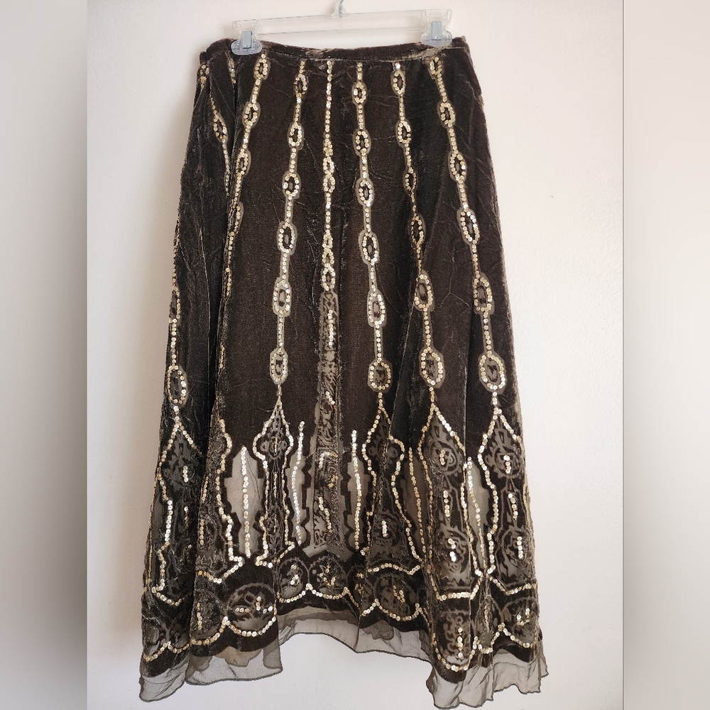 Carole Little Black and Gold A-Line Skirt